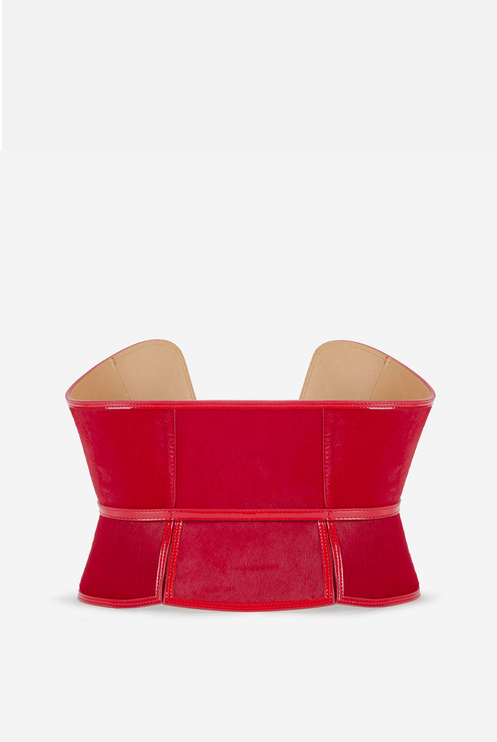 Elisabetta Franchi Cintura Bustier In Cavallino con Cinturino CT71S68E2 RED PASSION