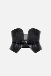 Elisabetta Franchi Cintura Bustier In Pelle con Trama a Squame CT65S67E2 NERO