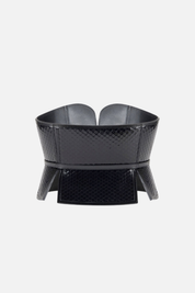 Elisabetta Franchi Cintura Bustier In Pelle con Trama a Squame CT65S67E2 NERO