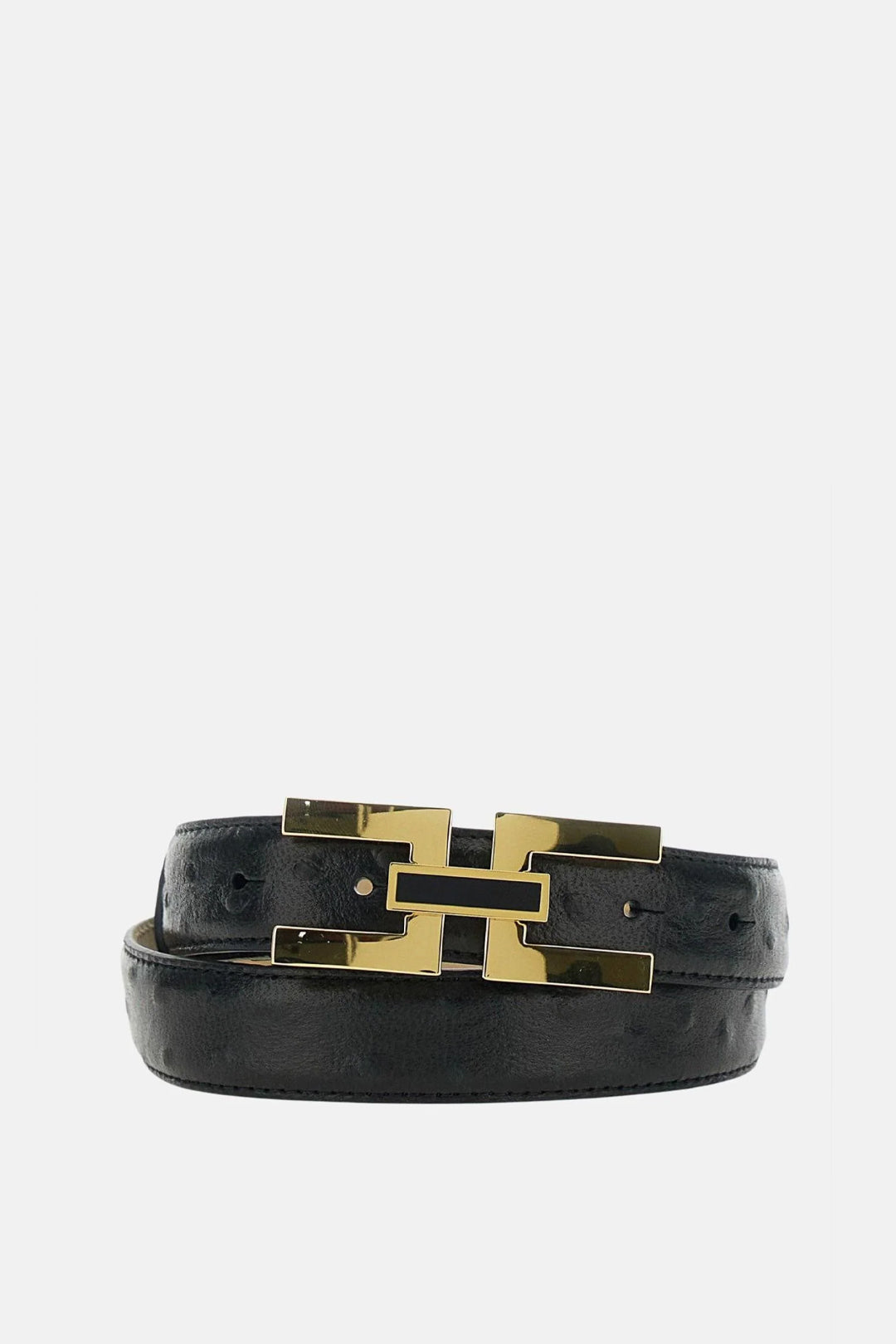 Elisabetta Franchi Cintura In Pelle con Fibbia Logo Geometrica CT25S62E2 NERO