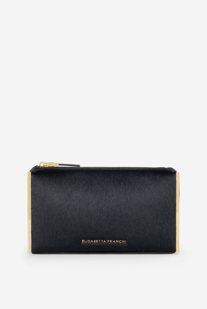 Elisabetta Franchi Clutch In Cavallino con Dettagli Dorati BS11A67E2 NERO