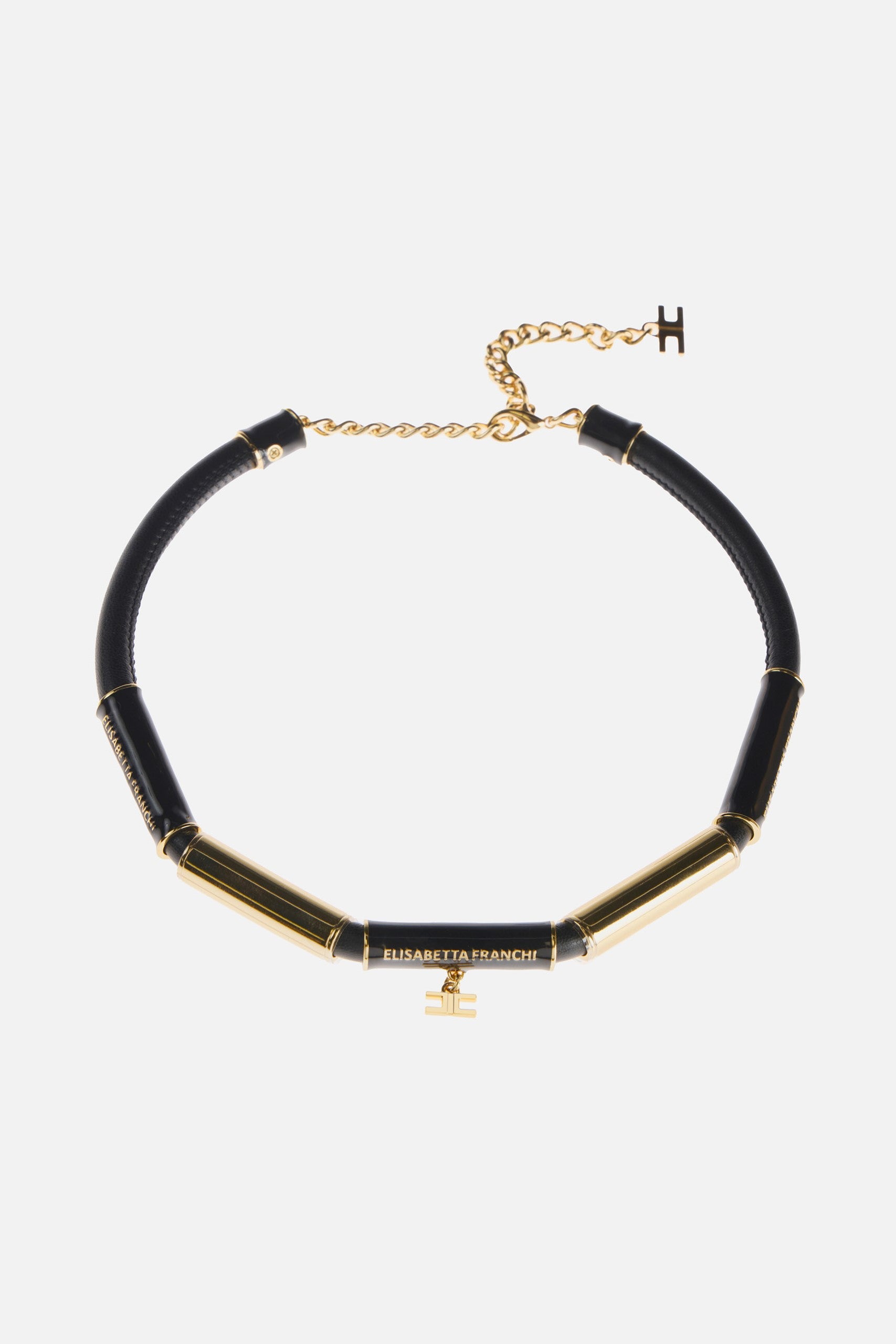 Elisabetta Franchi Collana Tubolare con Pendente Logo CO61S57E2 NERO