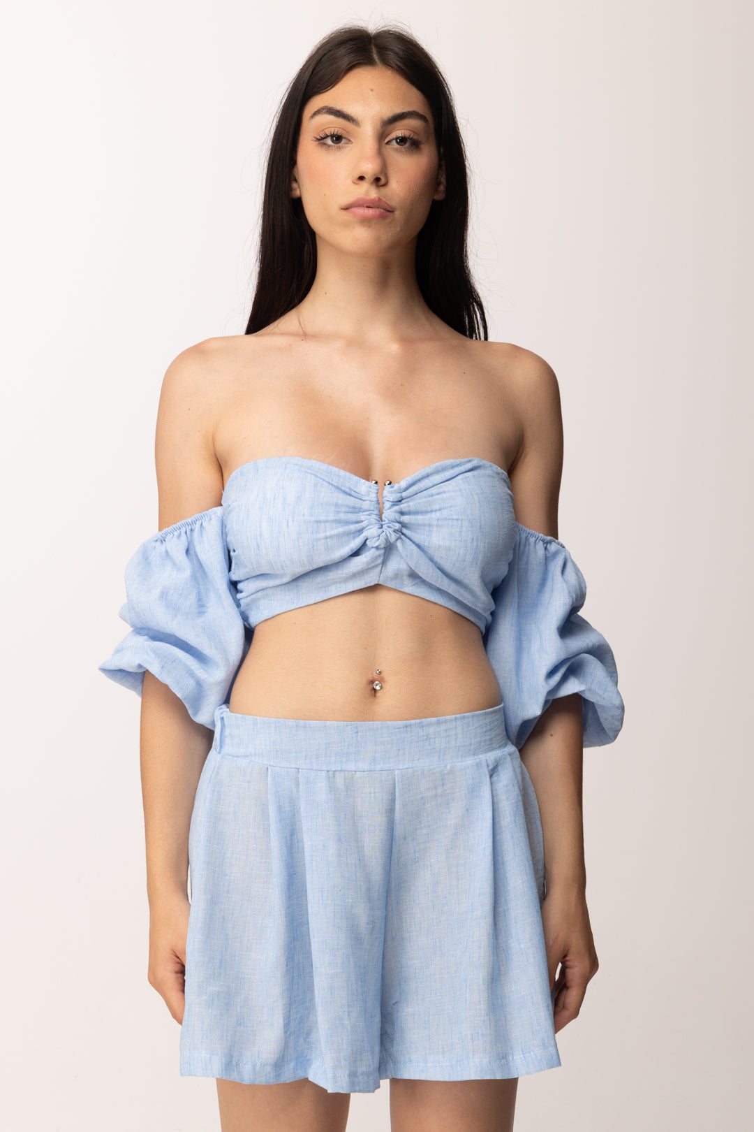 Khloe Femme Completo con Top e Shorts 53734 AZZURRO