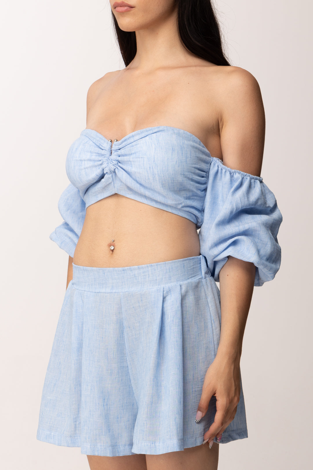 Khloe Femme Completo con Top e Shorts 53734 AZZURRO