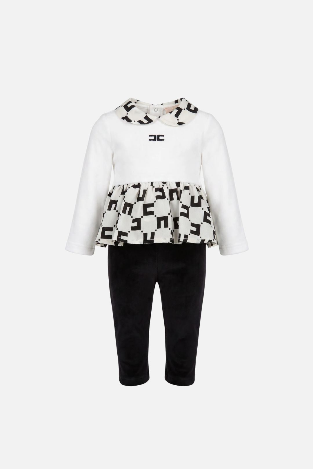 Elisabetta Franchi Bambina Completo Due Pezzi Neonata con Stampa Monogram ENCD1300CI025.0E01