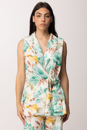 Khloe Femme Completo Floreale con Gilet e Pantalone Palazzo 54612 FANTASIA