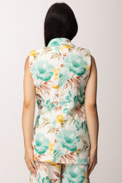 Khloe Femme Completo Floreale con Gilet e Pantalone Palazzo 54612 FANTASIA