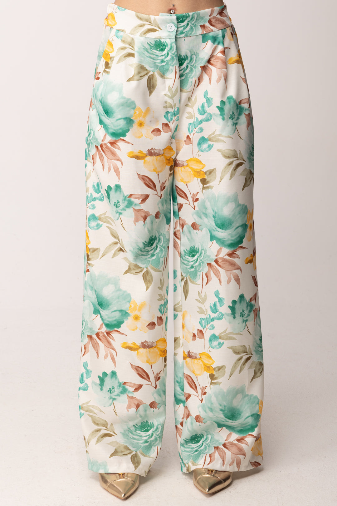 Khloe Femme Completo Floreale con Gilet e Pantalone Palazzo 54612 FANTASIA