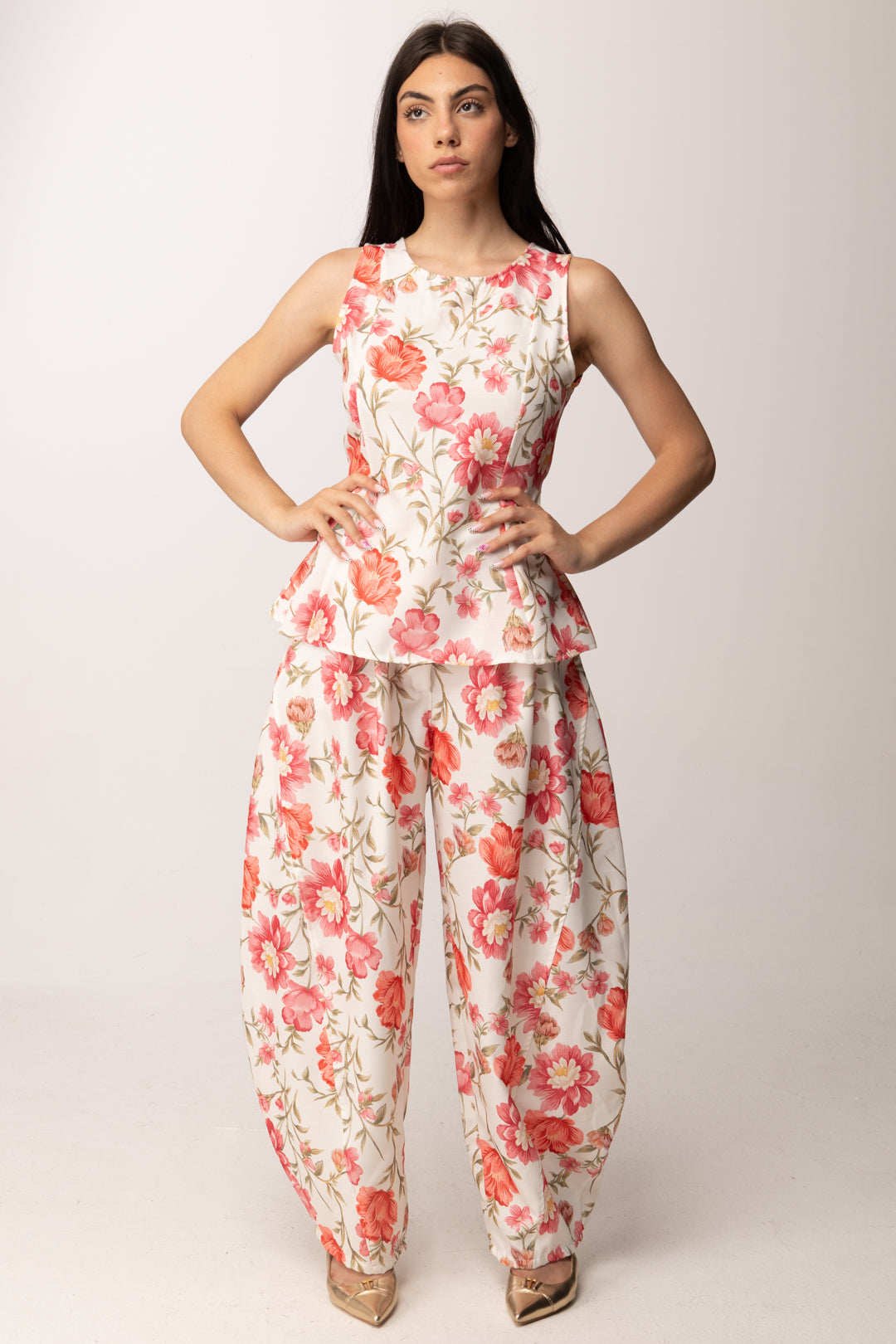 Khloe Femme Completo Floreale con Top e Pantalone Palazzo 54668-54669 FANTASIA 2