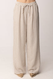 Khloe Femme Completo Gessato con Bustier e Pantalone Palazzo 54705-54706 BEIGE