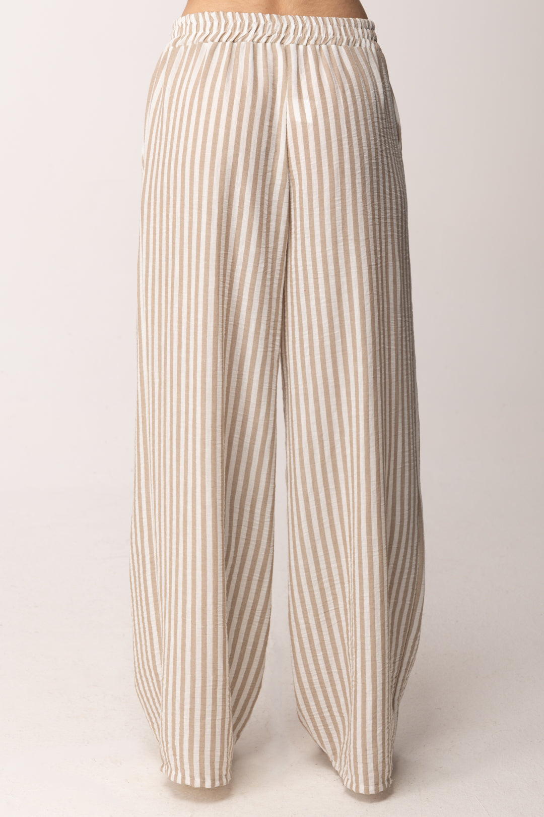 Khloe Femme Completo Gessato con Bustier e Pantalone Palazzo 54705-54706 BEIGE