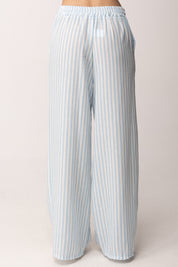 Khloe Femme Completo Gessato con Bustier e Pantalone Palazzo 54705-54706 CELESTE