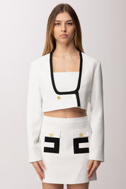 Elisabetta Franchi Bambina Completo Giacca e Gonna In Crepe con Logo EFCM0230GA022.0100