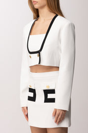 Elisabetta Franchi Bambina Completo Giacca e Gonna In Crepe con Logo EFCM0230GA022.0100