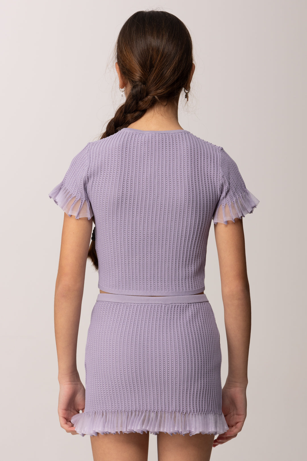 Elisabetta Franchi Bambina Completo Maglia e Gonna In Costina Punzonata EFCM025CFL107.8023