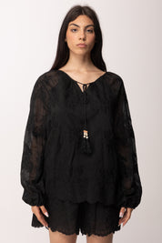 Khloe Femme Completo Ricamato con Blusa e Shorts 6194 NERO