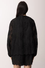 Khloe Femme Completo Ricamato con Blusa e Shorts 6194 NERO