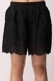 Khloe Femme Completo Ricamato con Blusa e Shorts 6194 NERO