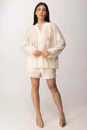 Khloe Femme Completo Ricamato con Camicia e Shorts 6193 BEIGE