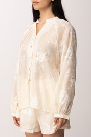 Khloe Femme Completo Ricamato con Camicia e Shorts 6193 BEIGE