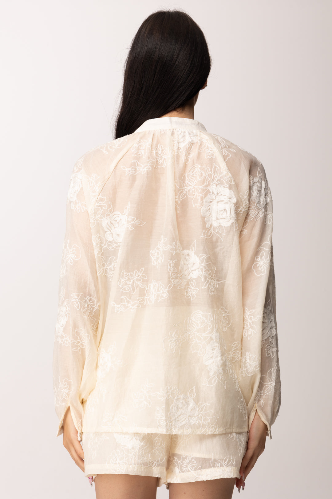 Khloe Femme Completo Ricamato con Camicia e Shorts 6193 BEIGE
