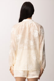 Khloe Femme Completo Ricamato con Camicia e Shorts 6193 BEIGE