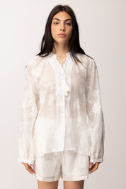 Khloe Femme Completo Ricamato con Camicia e Shorts 6193 BIANCO