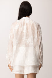 Khloe Femme Completo Ricamato con Camicia e Shorts 6193 BIANCO