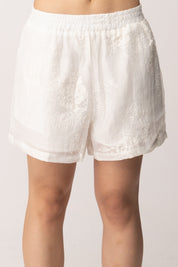 Khloe Femme Completo Ricamato con Camicia e Shorts 6193 BIANCO