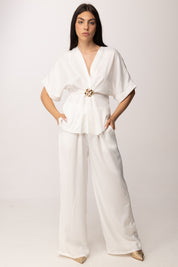 Khloe Femme Completo Satinato con Dettaglio Gioiello 70082 BIANCO