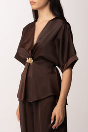 Khloe Femme Completo Satinato con Dettaglio Gioiello 70082 CACAO