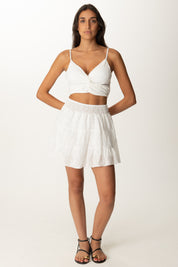 Khloe Femme Completo Top e Gonna con Sangallo BIANCO