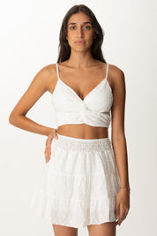 Khloe Femme Completo Top e Gonna con Sangallo BIANCO