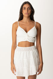 Khloe Femme Completo Top e Gonna con Sangallo BIANCO