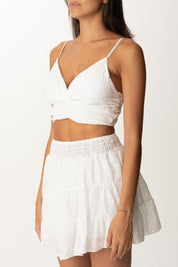 Khloe Femme Completo Top e Gonna con Sangallo BIANCO