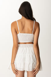 Khloe Femme Completo Top e Gonna con Sangallo BIANCO