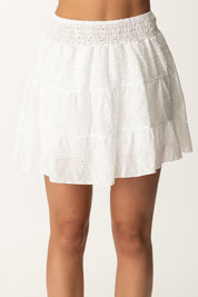 Khloe Femme Completo Top e Gonna con Sangallo BIANCO