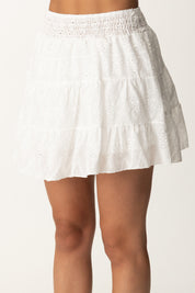 Khloe Femme Completo Top e Gonna con Sangallo BIANCO