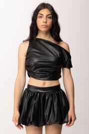 Khloe Femme Completo Top e Gonna Effetto Pelle 1847 BLACK