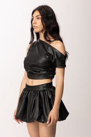 Khloe Femme Completo Top e Gonna Effetto Pelle 1847 BLACK