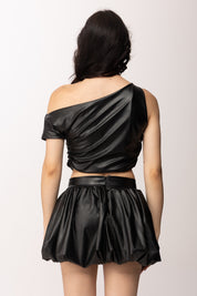 Khloe Femme Completo Top e Gonna Effetto Pelle 1847 BLACK