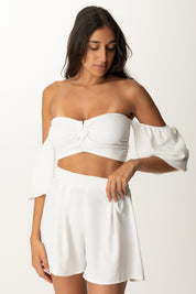 Khloe Femme Completo Top Off Shoulder e Shorts BIANCO
