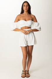 Khloe Femme Completo Top Off Shoulder e Shorts BIANCO