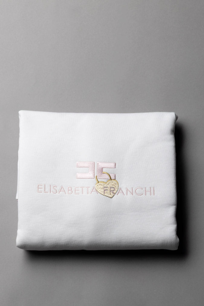 Elisabetta Franchi Bambina Copertina Neonata con Logo Ricamato e Lucchetto Dorato ENCO0910FF002.0189