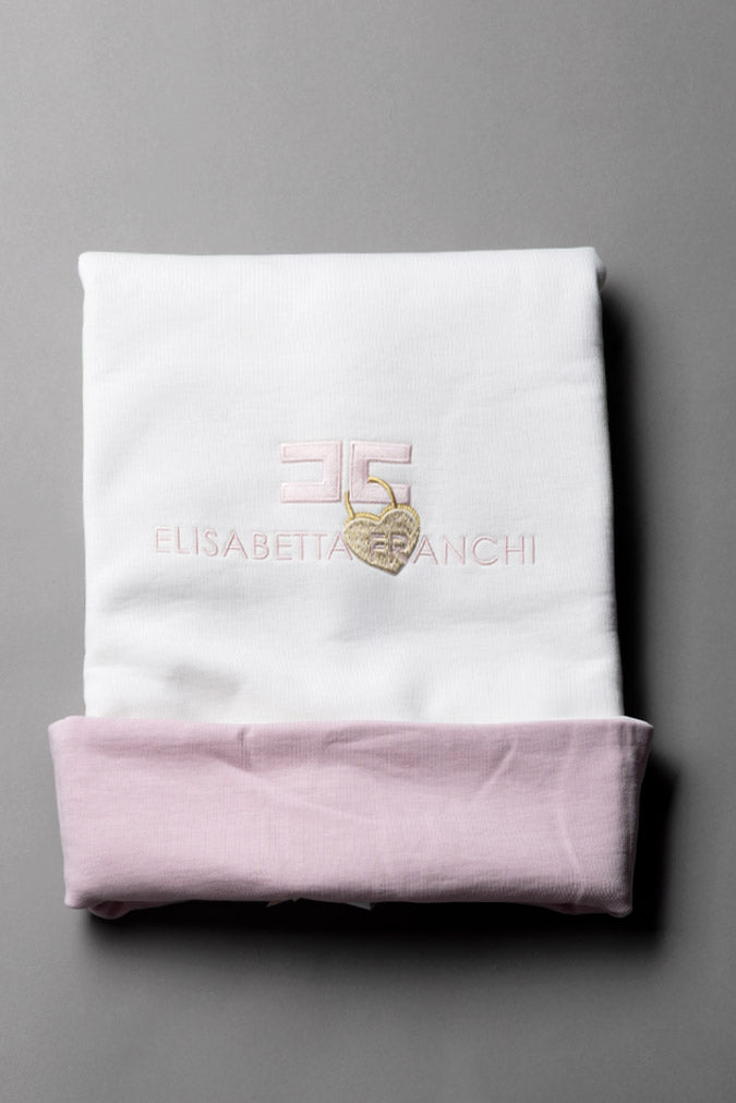 Elisabetta Franchi Bambina Copertina Neonata con Logo Ricamato e Lucchetto Dorato ENCO0910FF002.0189