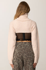 Aniye By Coprispalle In Maglia Maddy a Collo Alto 181011 SOFT ROSE