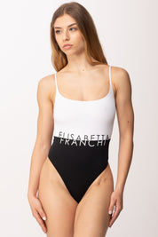 Elisabetta Franchi Costume In Lycra con Logo CS02M61E2 AVORIO/NERO