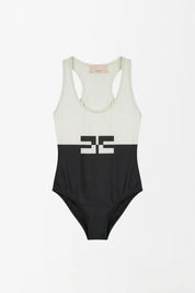 Elisabetta Franchi Bambina Costume Intero Bicolor con Logo a Contrasto EFSW026CJT004.D505