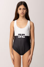 Elisabetta Franchi Bambina Costume Intero Bicolor con Logo a Contrasto EFSW026CJT004.D505