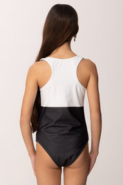 Elisabetta Franchi Bambina Costume Intero Bicolor con Logo a Contrasto EFSW026CJT004.D505